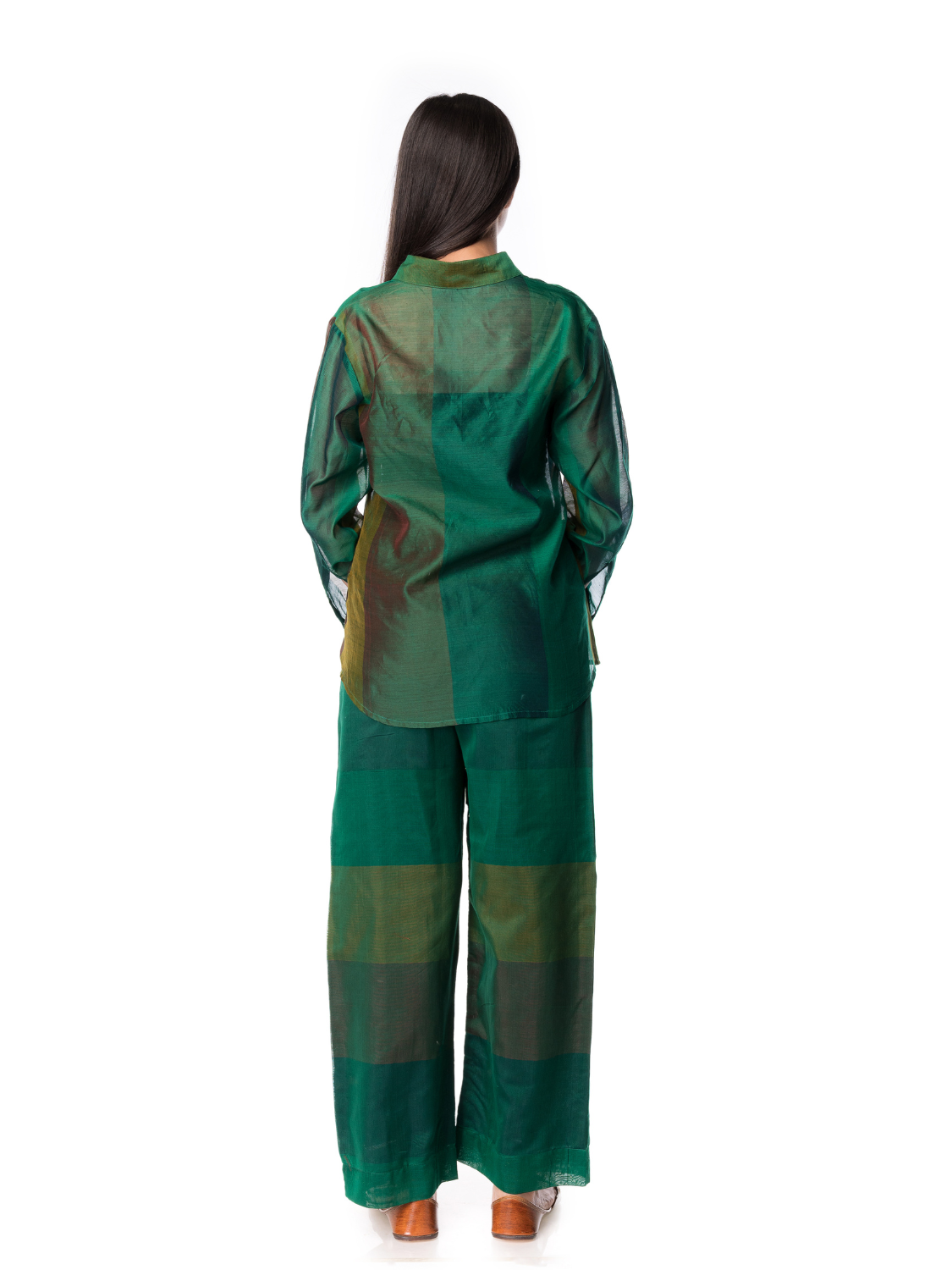 Elegant Bottle Green Maheshwari Silk Co-Ords Sets For Women - Panchakanya Clothing
