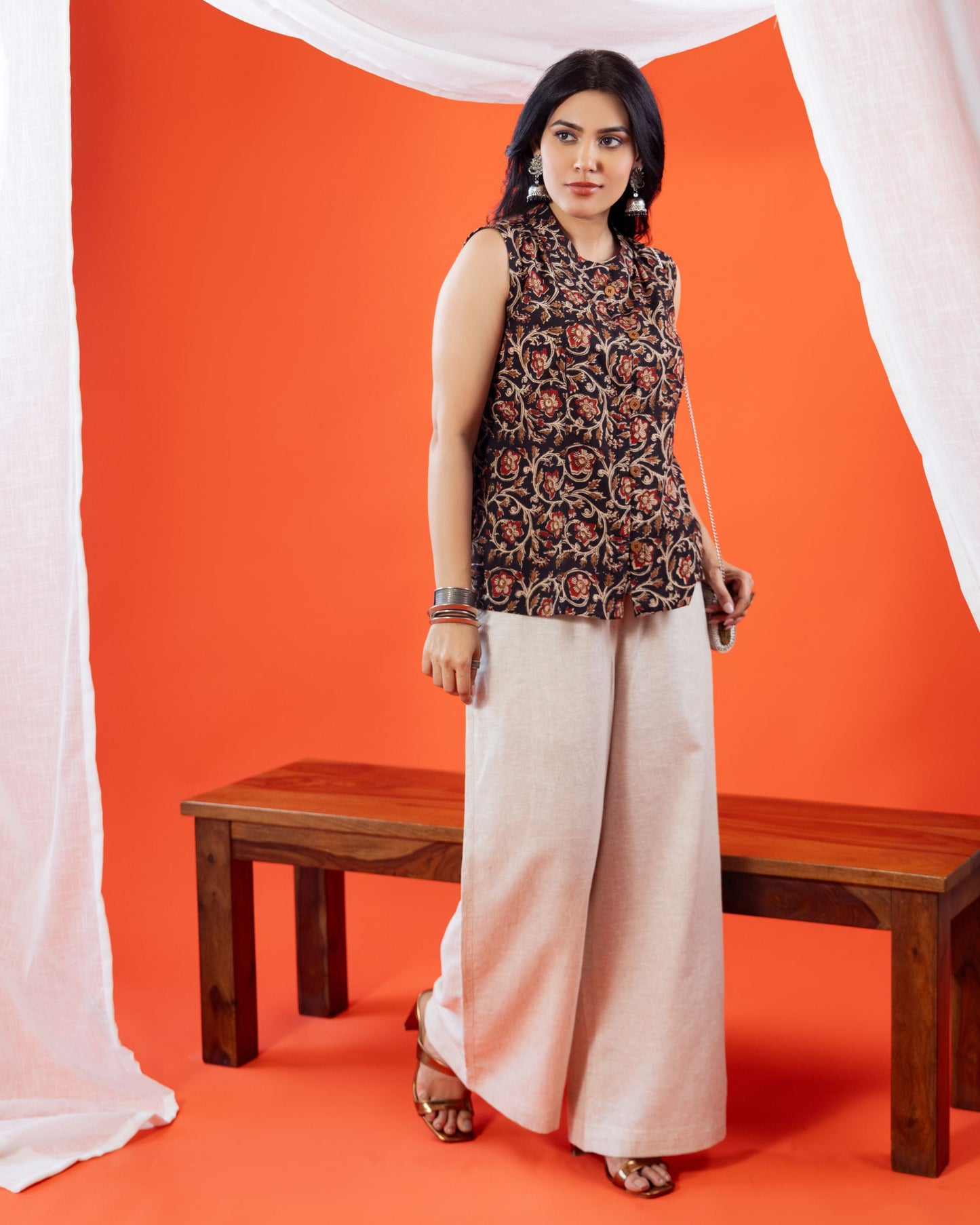 Sanganeri Cotton Princess Top for Women – Handcrafted Sleeveless Designer Top by Panchakanya