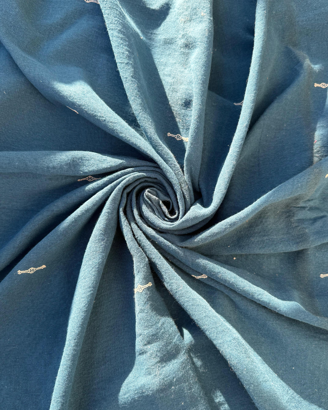 Kala Cotton Fabric with Buti Embroidery - Eco-Friendly, Handwoven, Sustainable Fabric | Panchakanya Clothing (1 Meter)