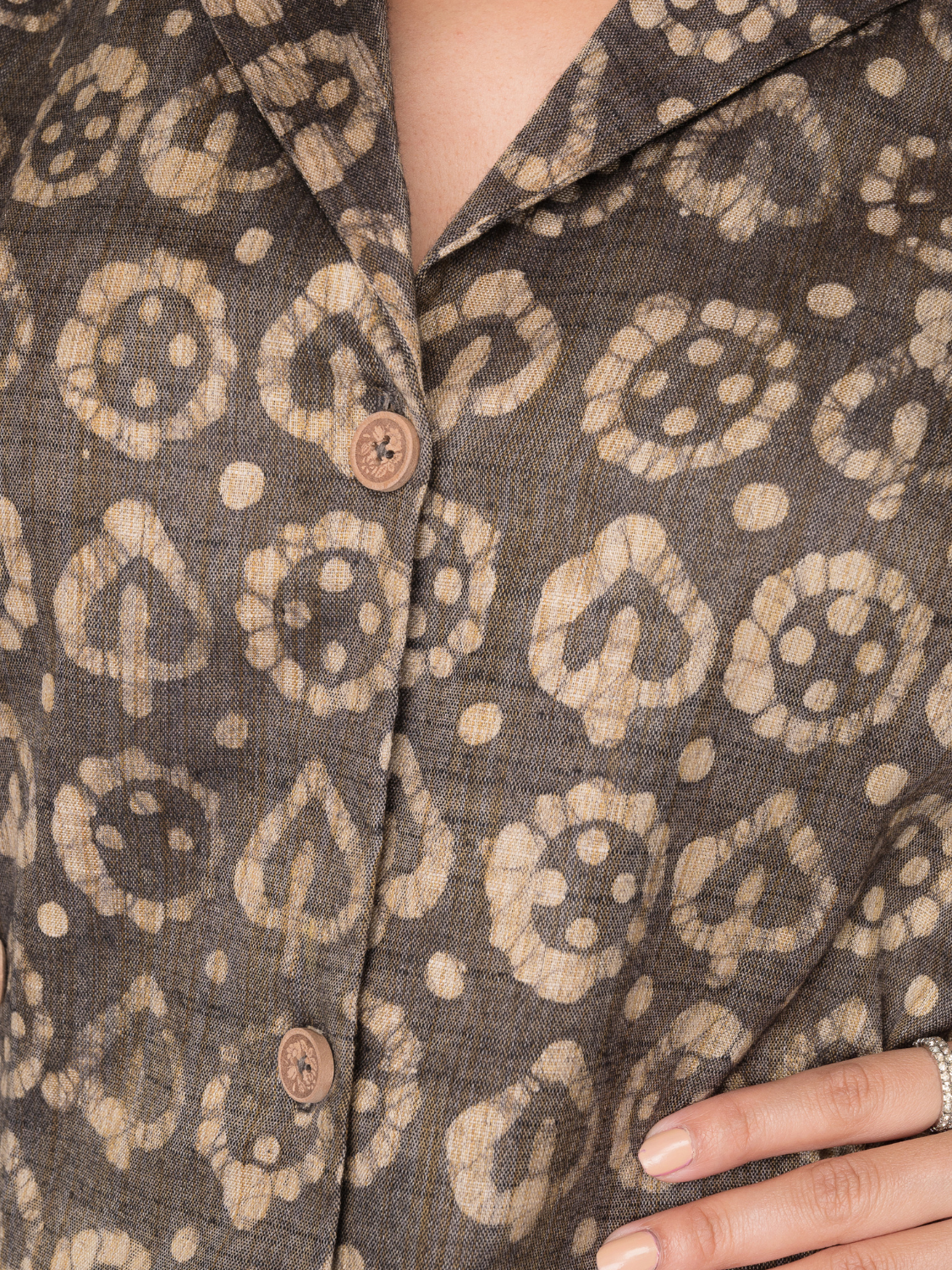 Front Close Coat Made From Bhagalpur Silk Cotton Fabric With Collar Pattern