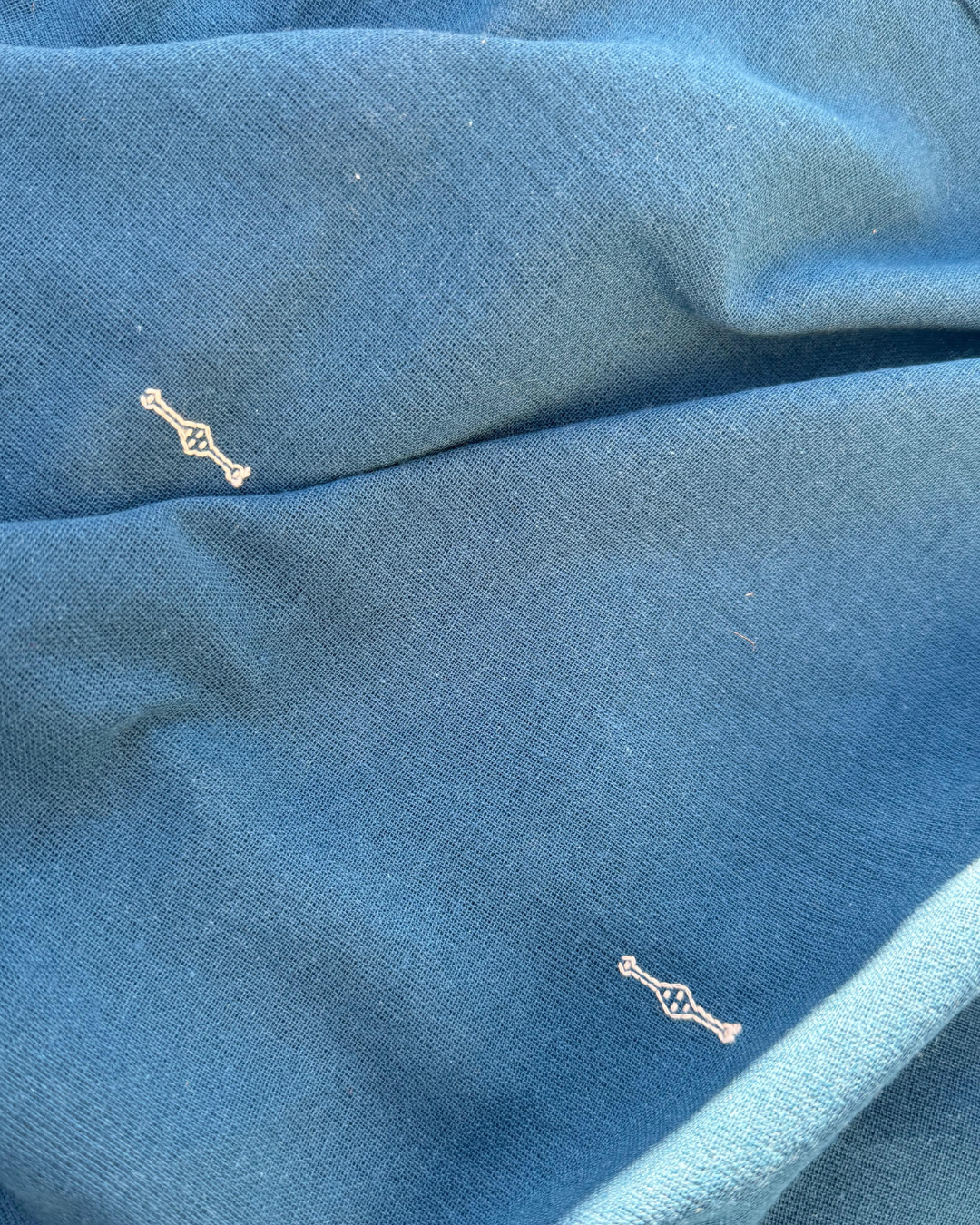 Kala Cotton Fabric with Buti Embroidery - Eco-Friendly, Handwoven, Sustainable Fabric | Panchakanya Clothing (1 Meter)
