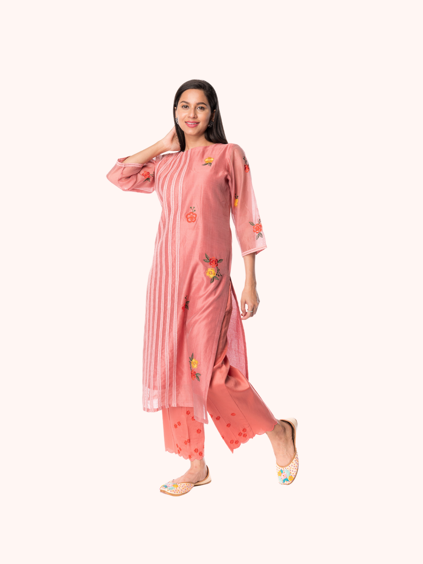 Handmade Chanderi Silk Kurta With Palazzo For Women
