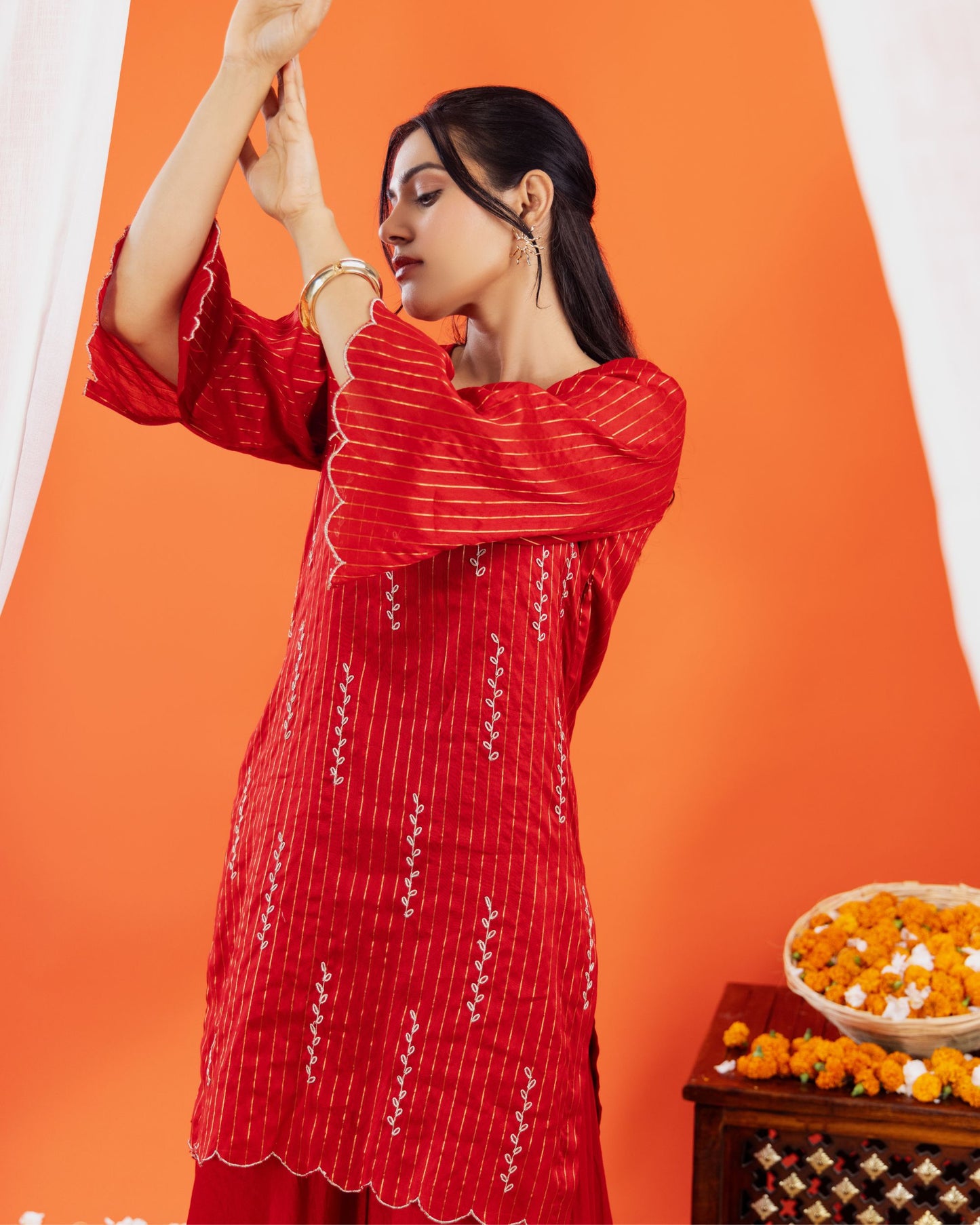 Embroidered Maheshwari Silk Kurta & Sharara Set for Women – Festive Designer Wear by Panchakanya