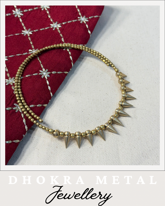 Handcrafted Dhokra Metal Double Layer Choker Necklace for Women | Tribal Brass Neckpiece by Panchakanya