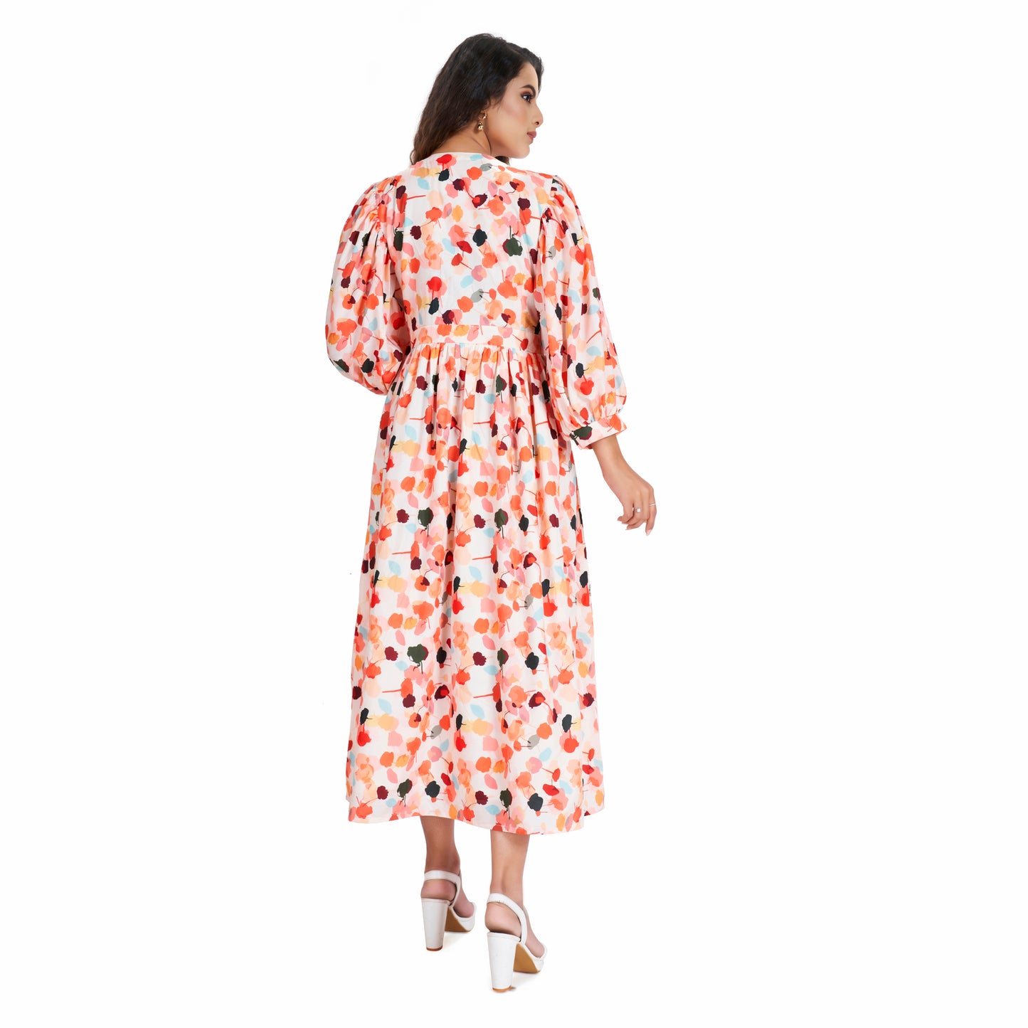 Musline Fabric Floral Long Dress With Embroidery For Girls Women - Panchakanya Clothing