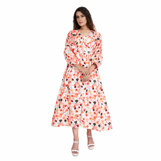 Musline Fabric Floral Long Dress With Embroidery For Girls Women - Panchakanya Clothing