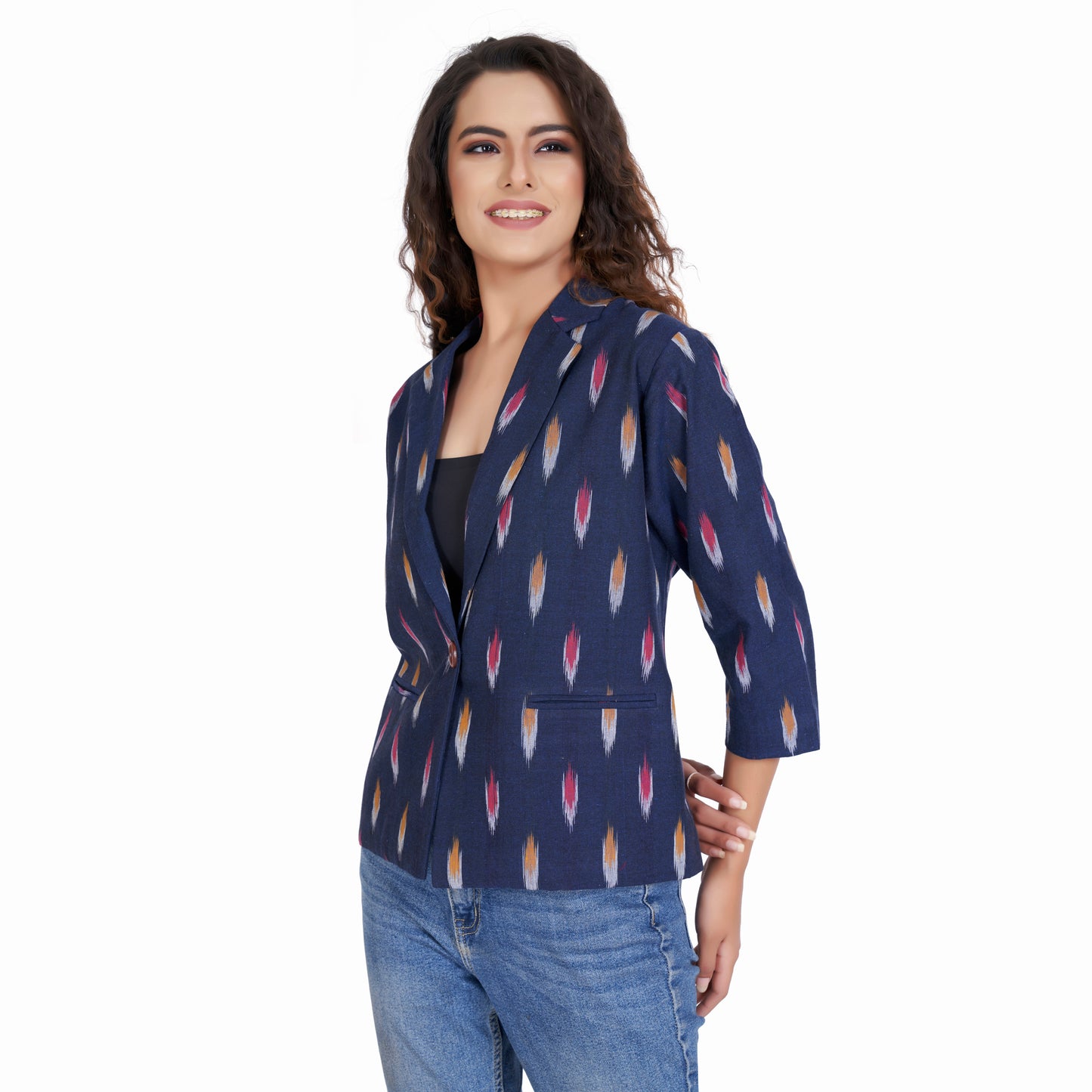 Stylish Cotton Hand Block Printed Coat for Women - Panchakanya Clothing