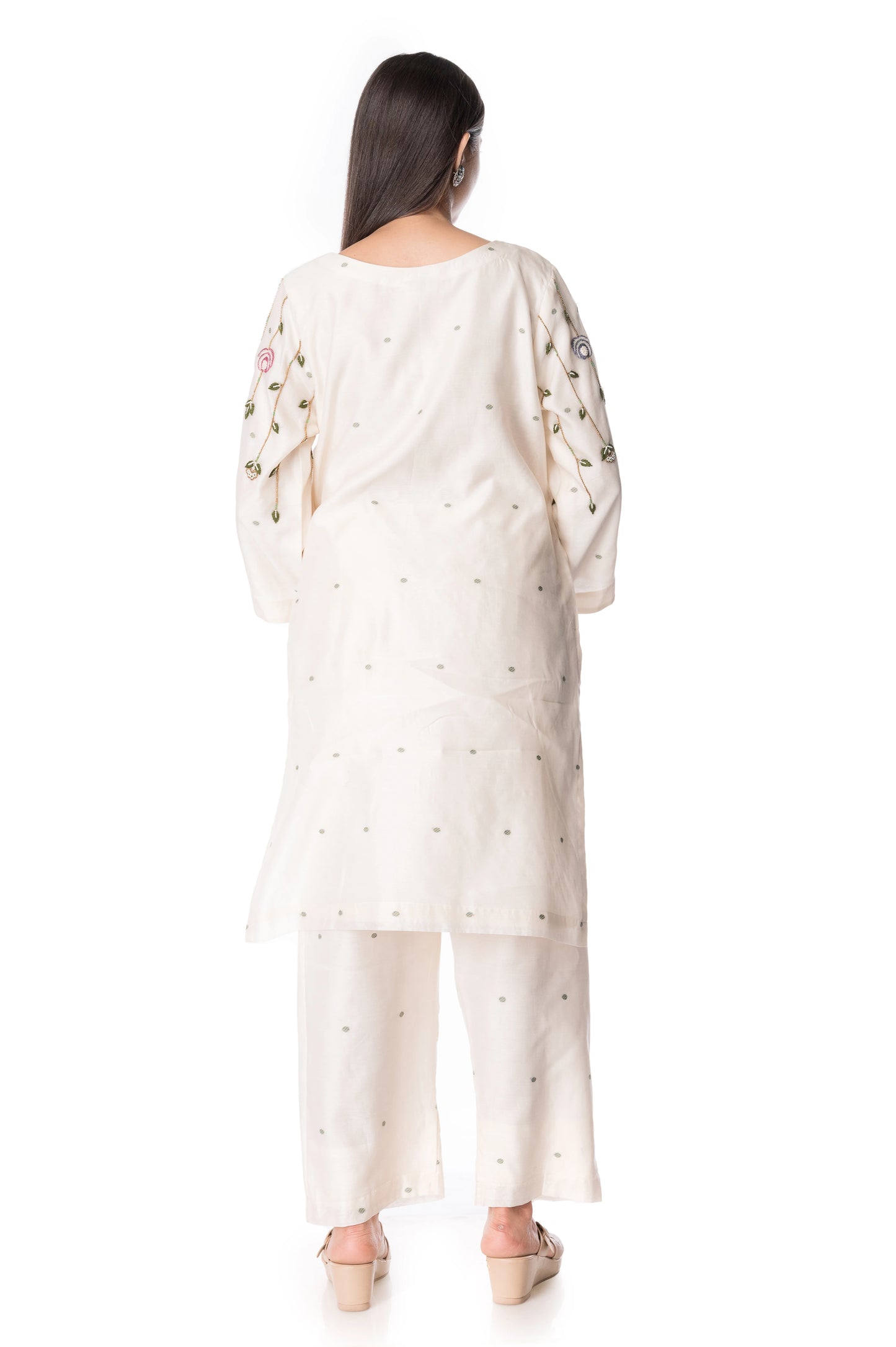 Beautiful Handmade Work Chanderi Silk Kurta Plazo Set - Panchakanya Clothing