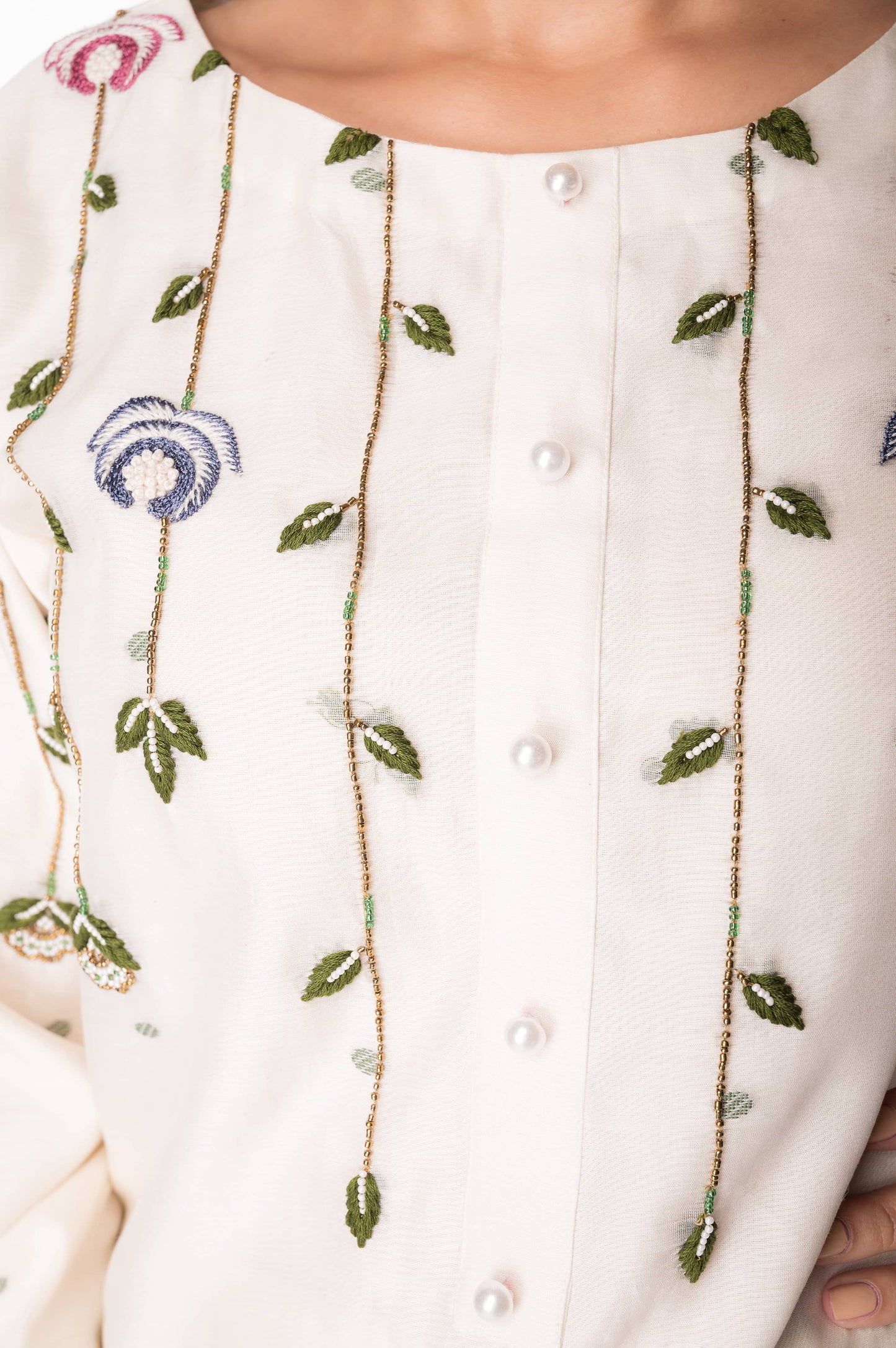 Beautiful Handmade Work Chanderi Silk Kurta Plazo Set - Panchakanya Clothing