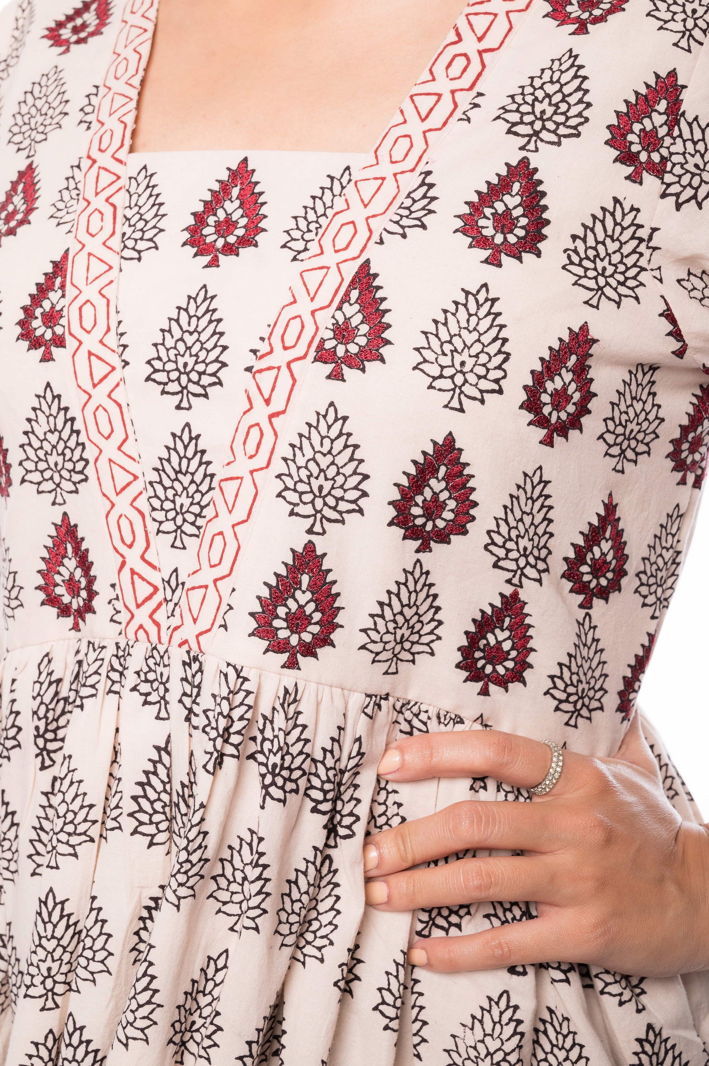 Cotton Handmade Block Kurti With Bagh Print For Ladies - Panchakan3199ya Clothing