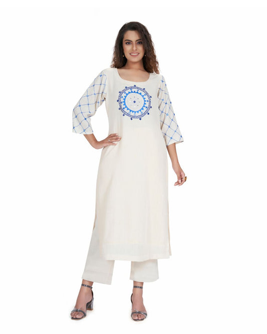 Chic Kala Cotton Kurta for Women with Mirror Mud Work