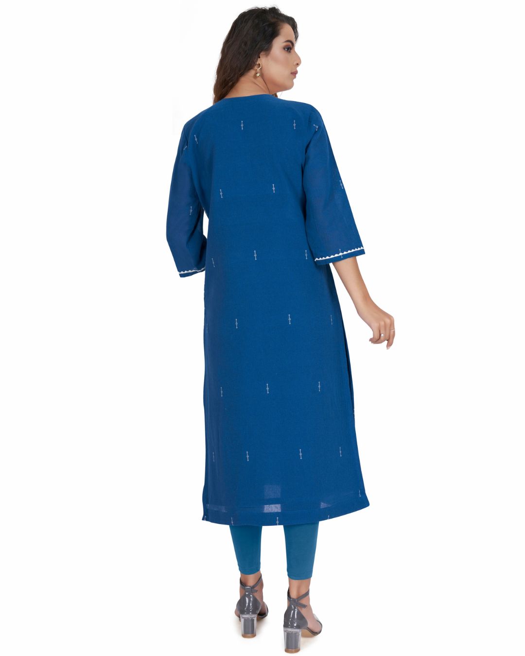 Stylish Embroidered Kala Cotton Kurta for Ladies - Panchakanya Clothing