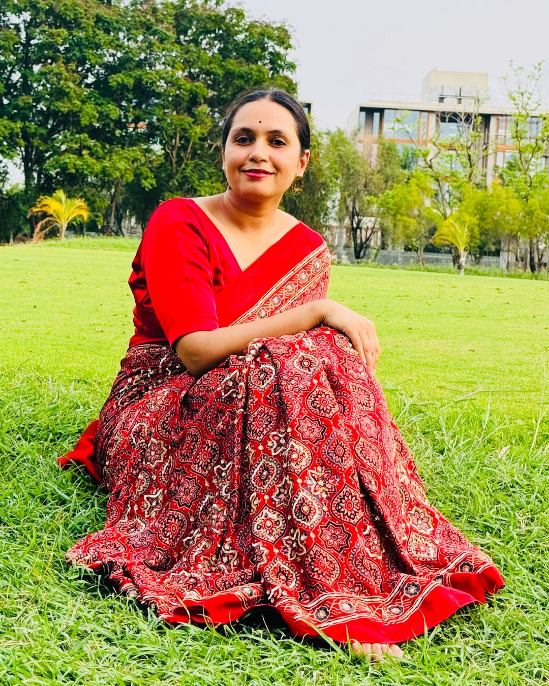 Modal Ajrakh Print Handmade Saree - Handmade Luxury for Every Occasion
