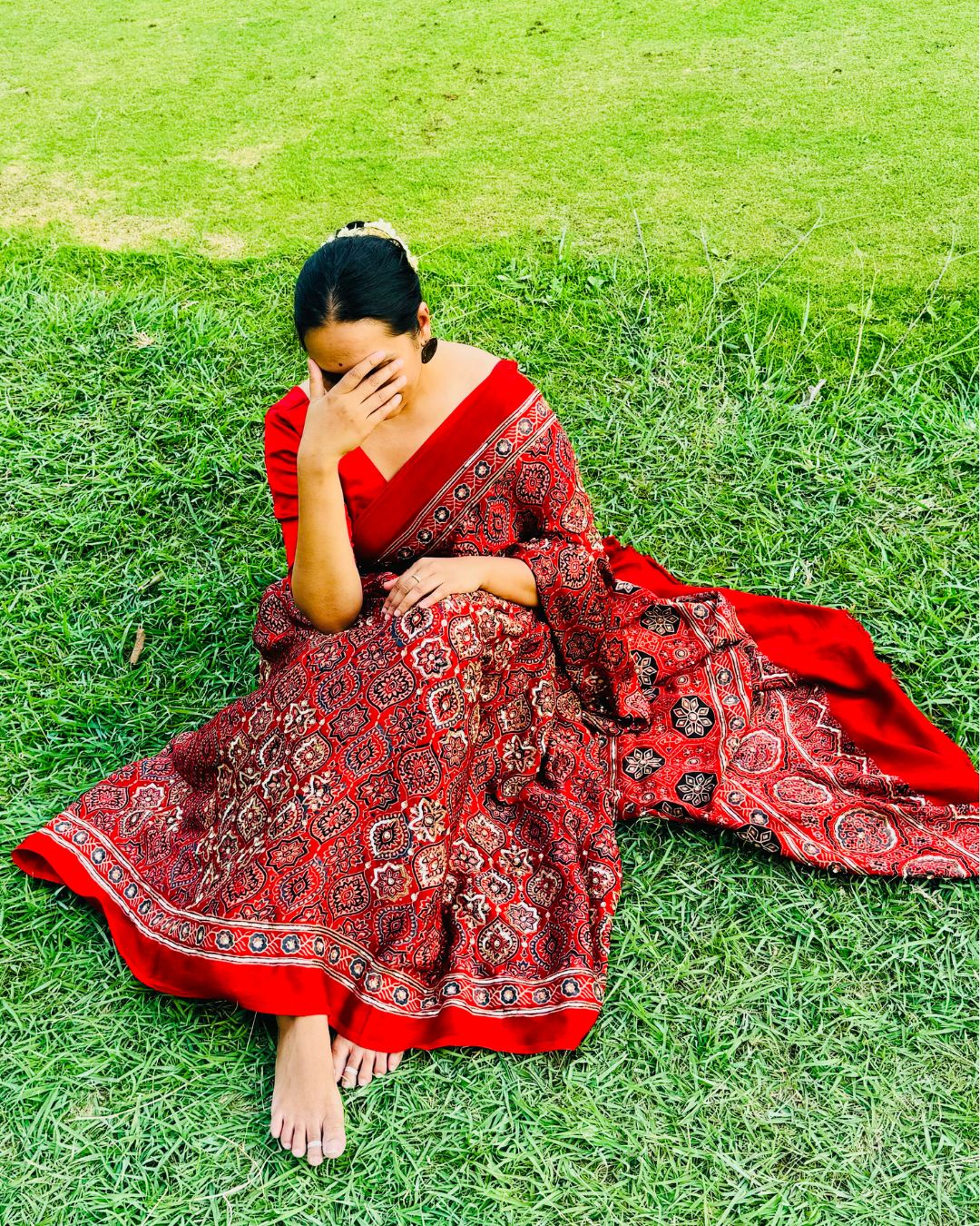 Modal Ajrakh Print Handmade Saree - Handmade Luxury for Every Occasion