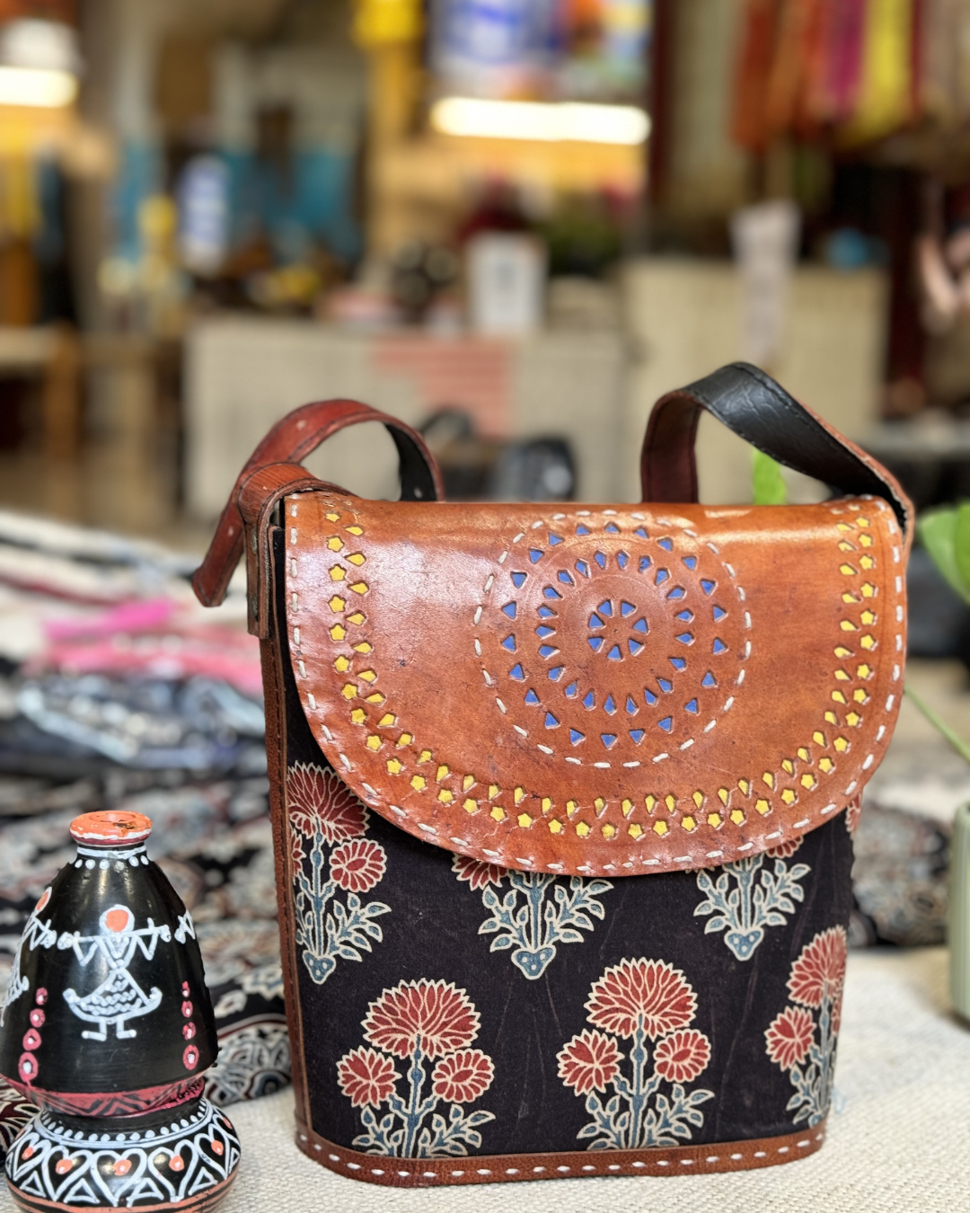 Panchakanya Accessories Gujarati Traditional Leather Bag – Unique Handbag for Women