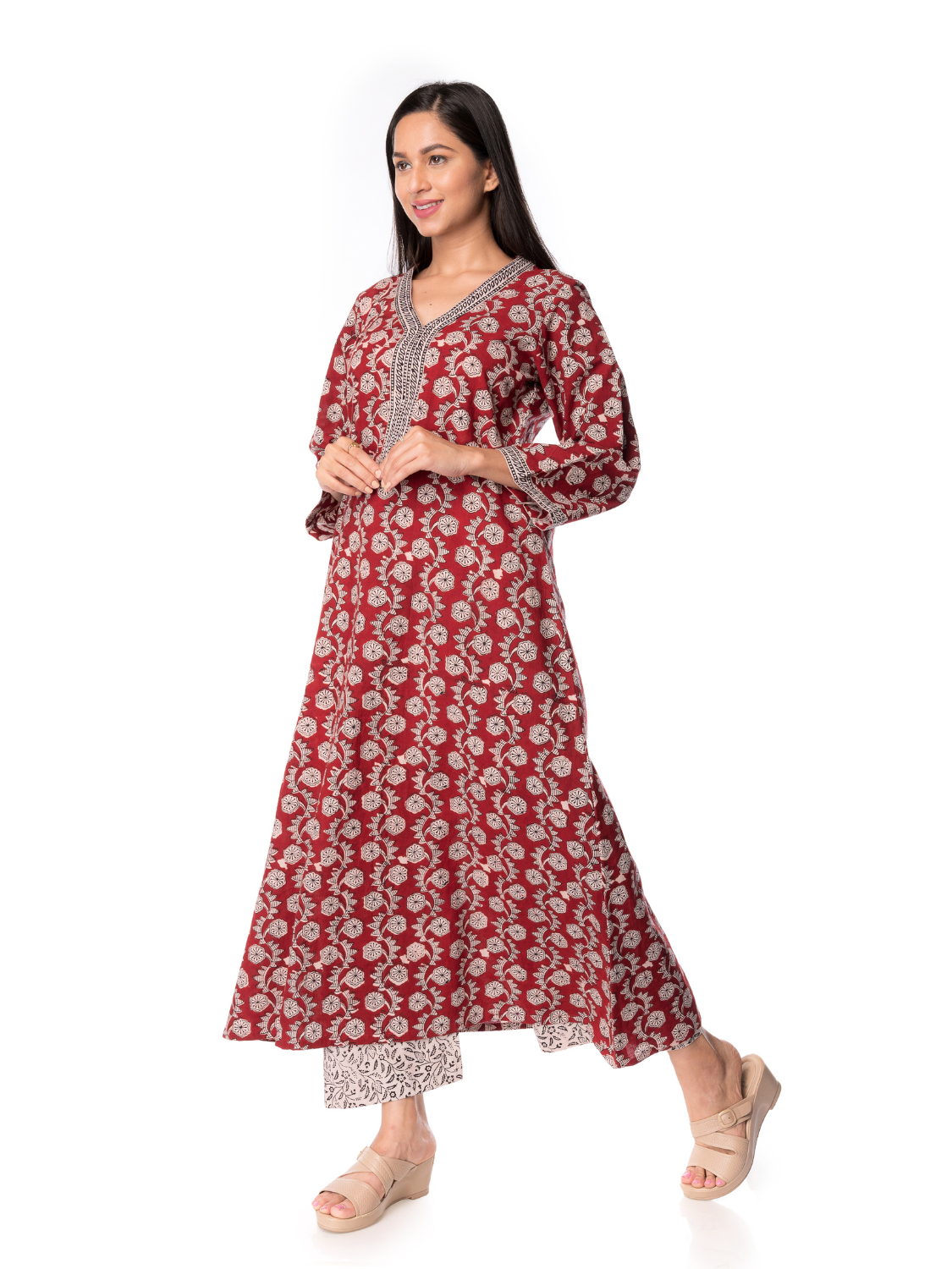 Comfort Meets Style: Panchakanya Clothing’s A Line Cotton Kurta for Women