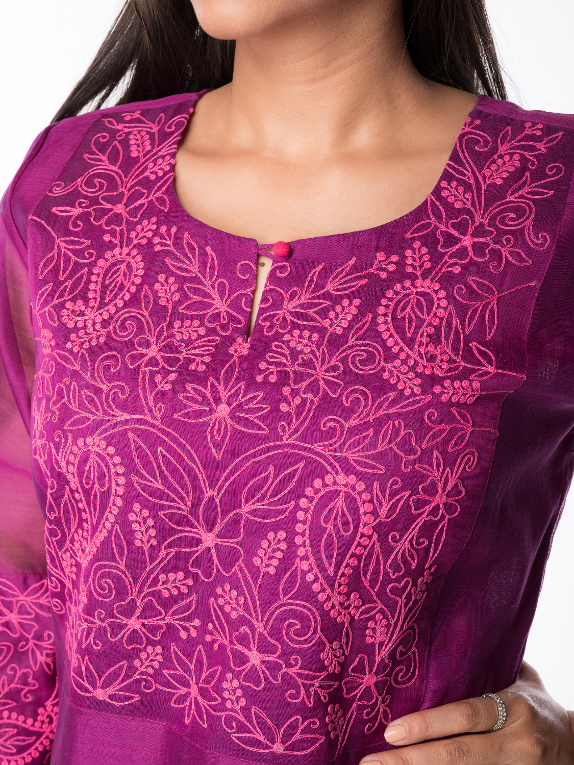 Maheshwari Silk Embroidered Straight kurta