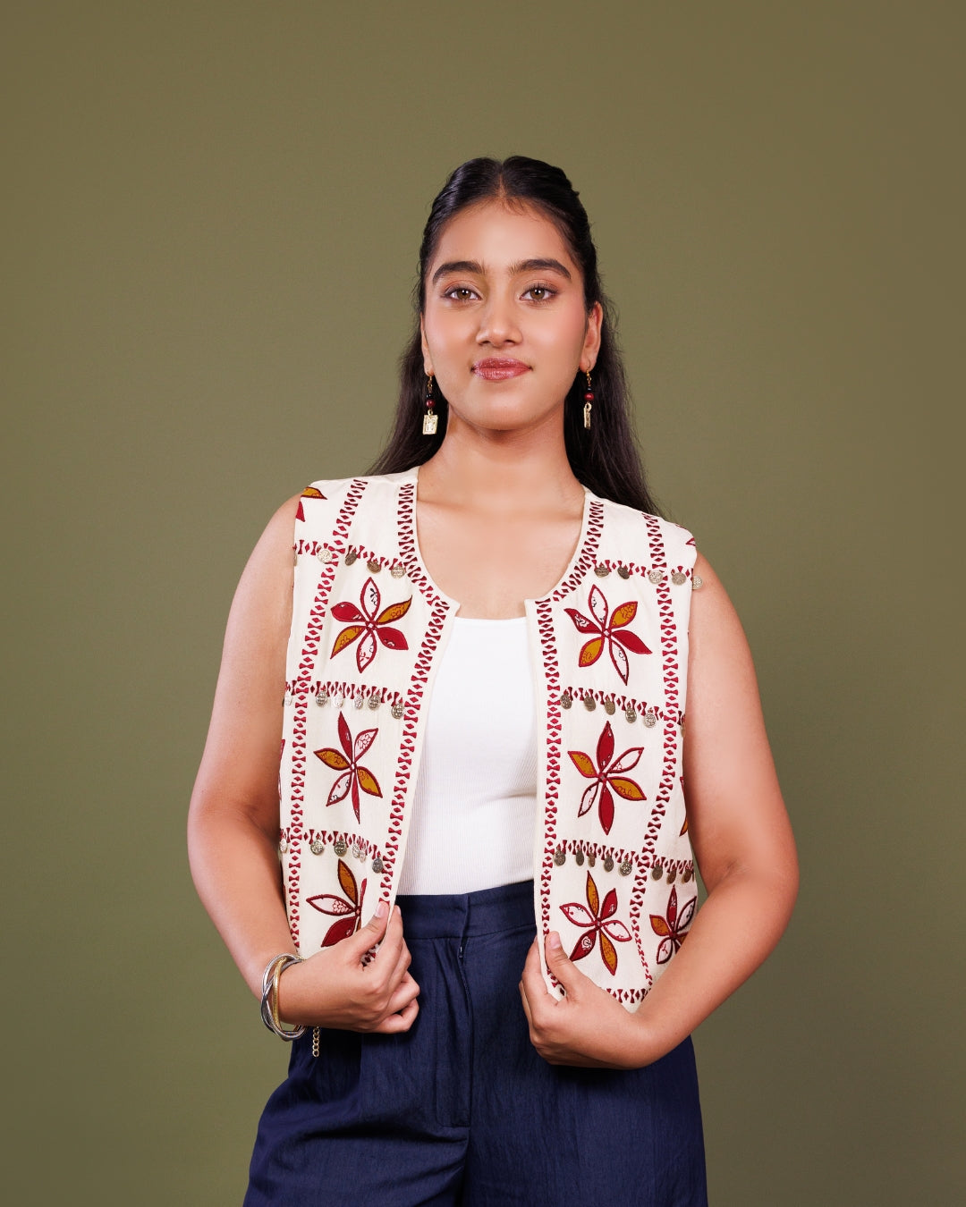 Uppada Silk Koti with Appliqué Work – Handcrafted Ethnic Jacket for Women by Panchakanya