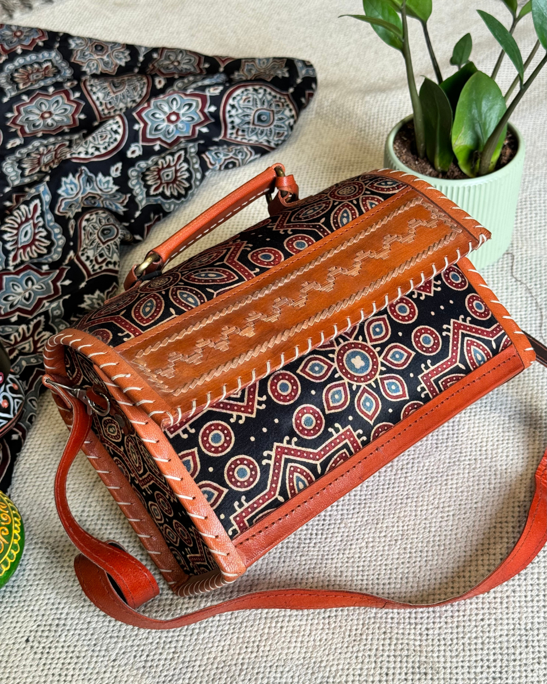 Gujarati Traditional Leather Bag – Hut Shaped Unique Handbag for Women