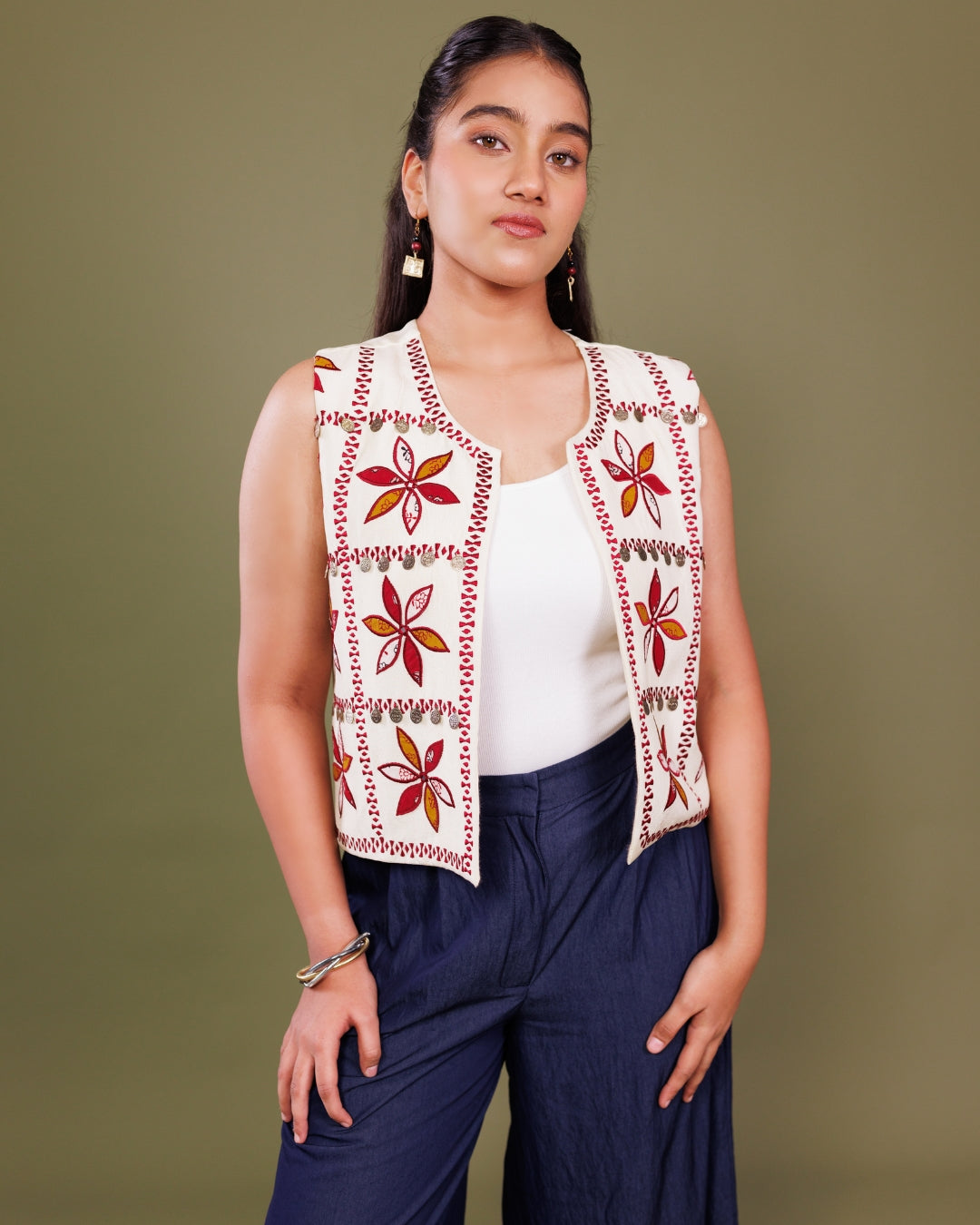 Uppada Silk Koti with Appliqué Work – Handcrafted Ethnic Jacket for Women by Panchakanya
