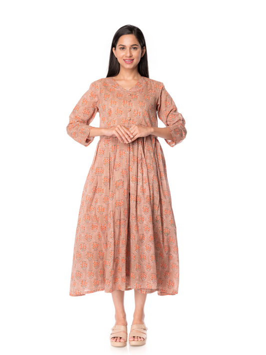 Elegant Cotton Frock Dress for Women By Panchakanya Clothing