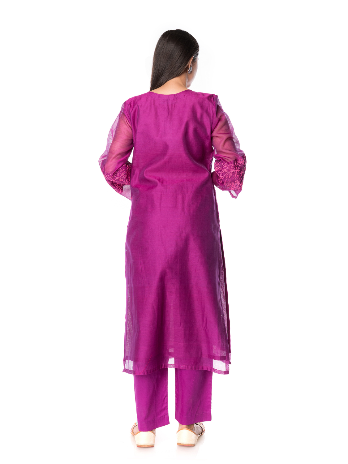 Maheshwari Silk Embroidered Straight kurta