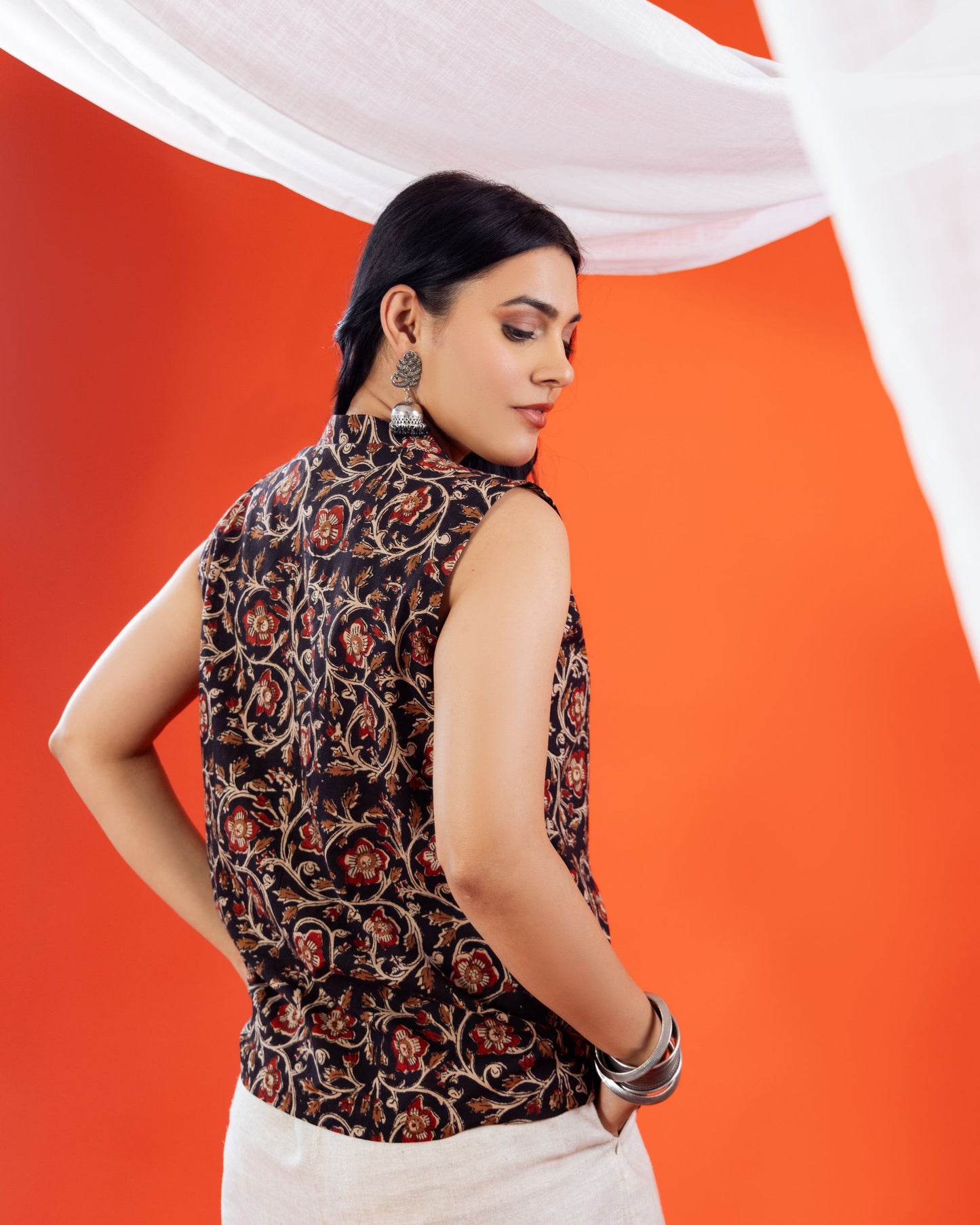 Sanganeri Cotton Princess Top for Women – Handcrafted Sleeveless Designer Top by Panchakanya