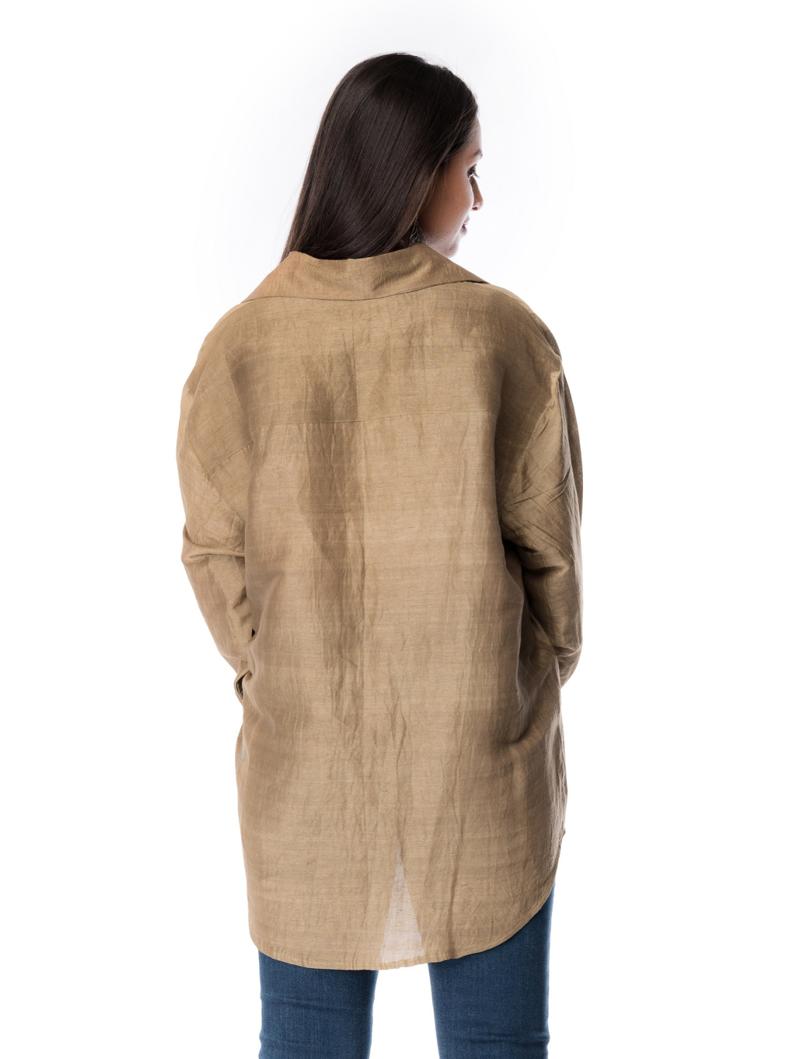 Golden Green Silk Fabric Shirt Full Sleeve For Women's Girls & Ladies