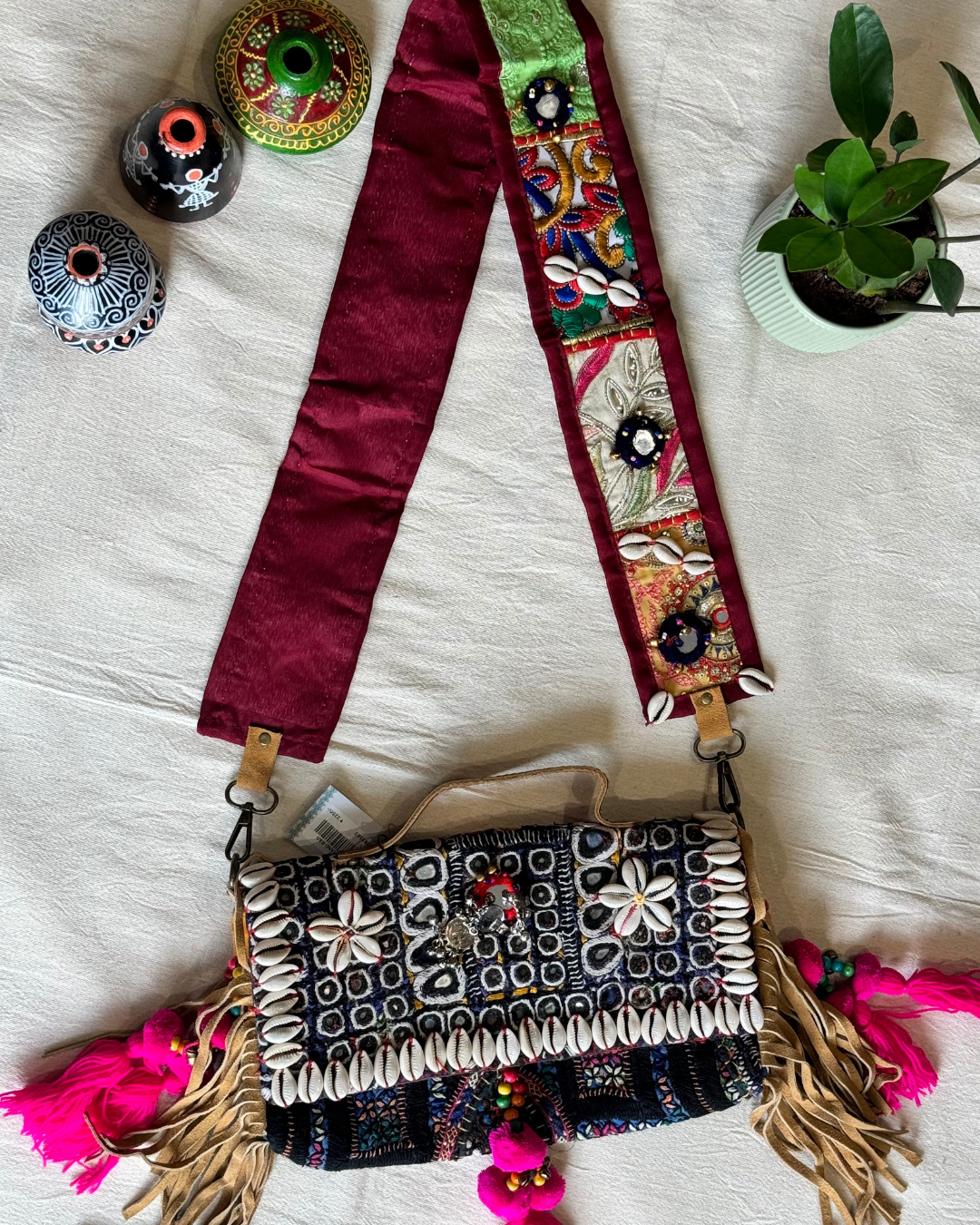 Designer Kodi Boho Handmade Bag - Ethnic Boho Banjara Sling Bag by Panchakanya Accessories