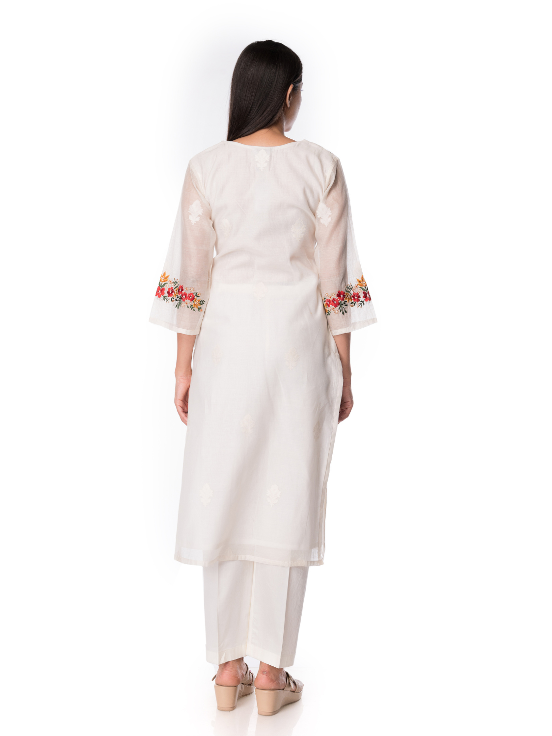 Handloom Off-White Chanderi Silk Kurta For Casual And Ethnic Wear - Panchakanya