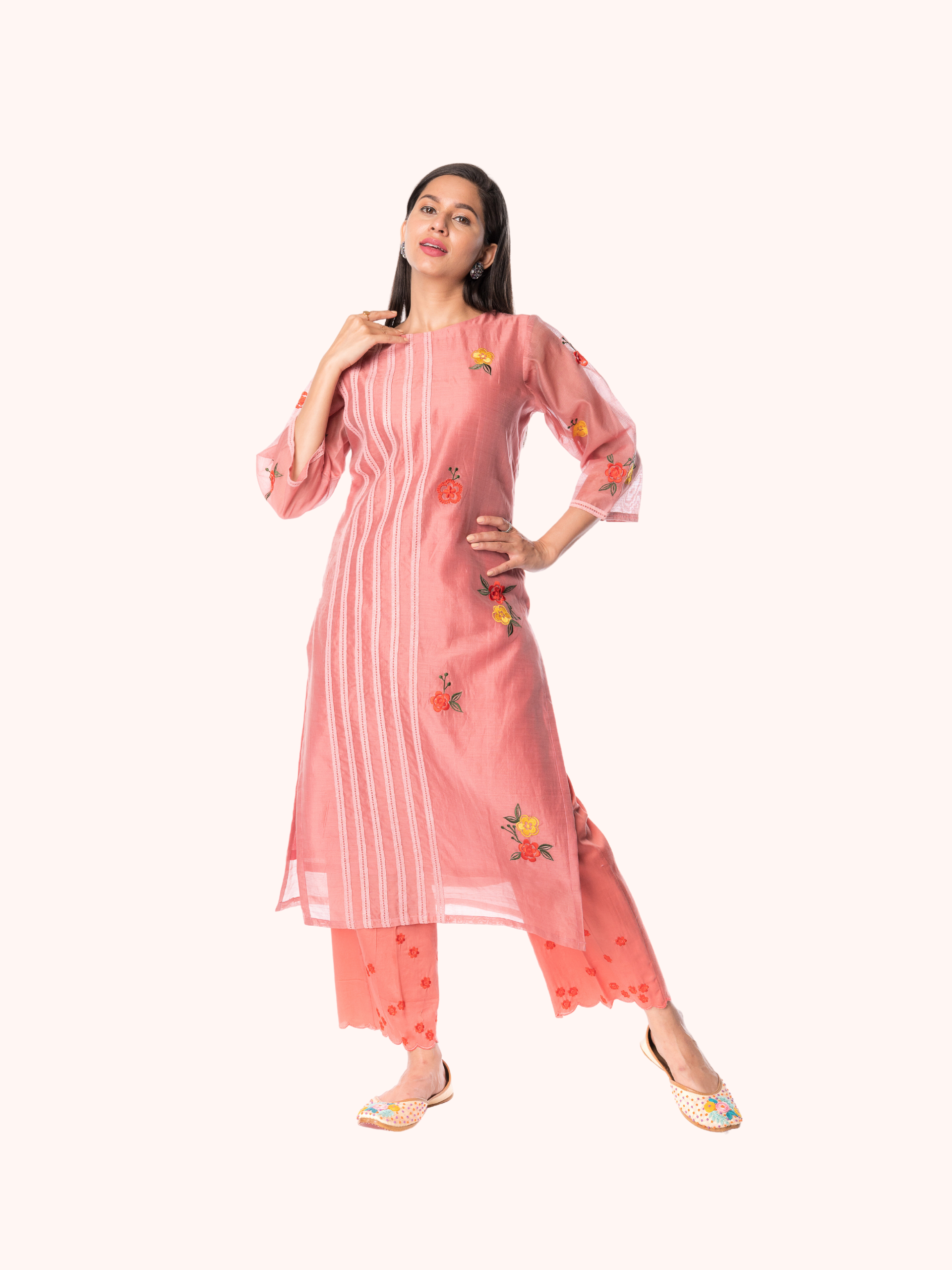 Boat neck silk kurti hot sale