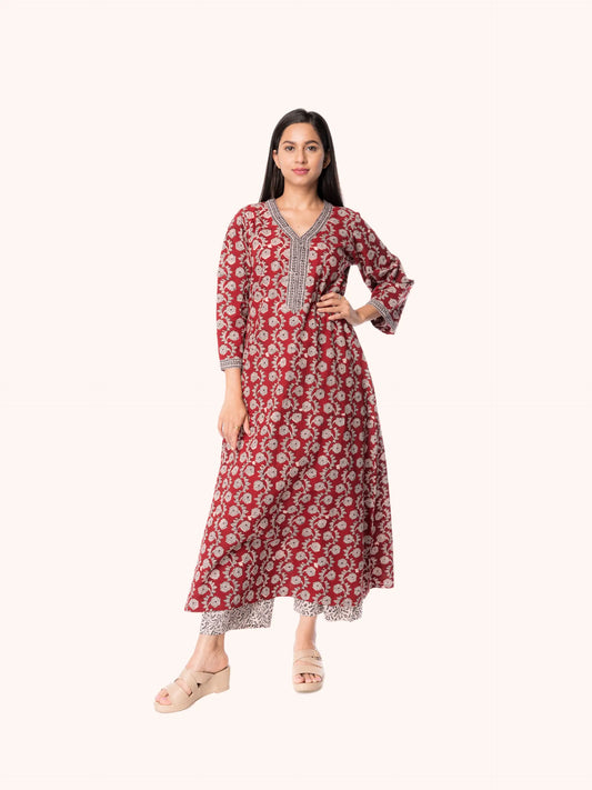 Comfort Meets Style: Panchakanya Clothing’s A Line Cotton Kurta for Women