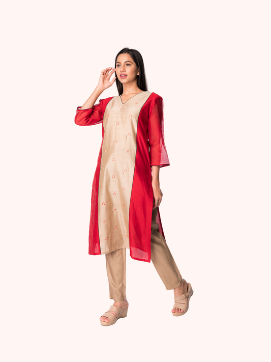 Maheshwari Silk Straight Kurta: Perfect Ethnic Wear for Girls and Women