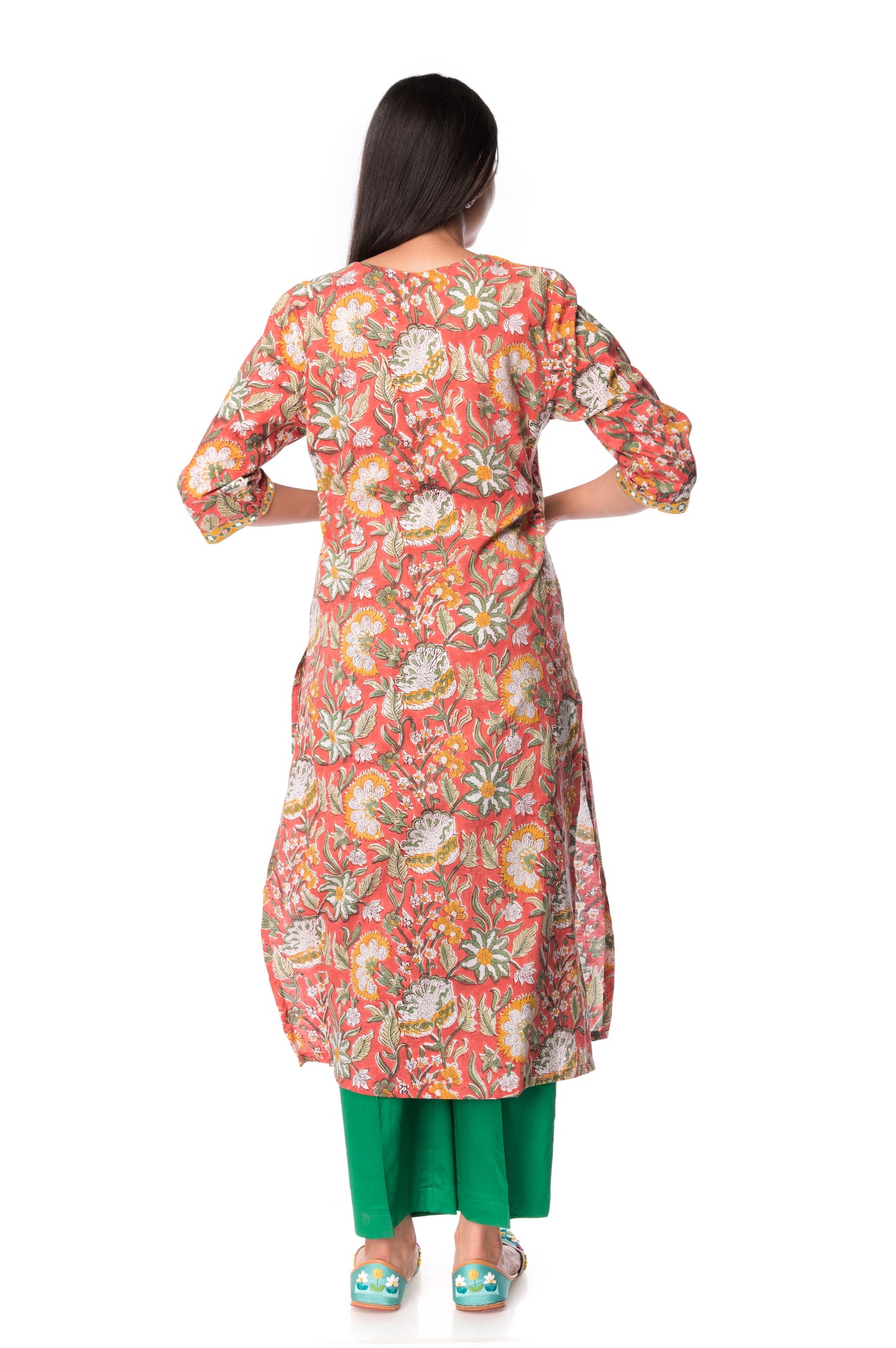 Hand Block Cotton Straight Kurta For Women Girls Ladies - Panchakanya Clothing