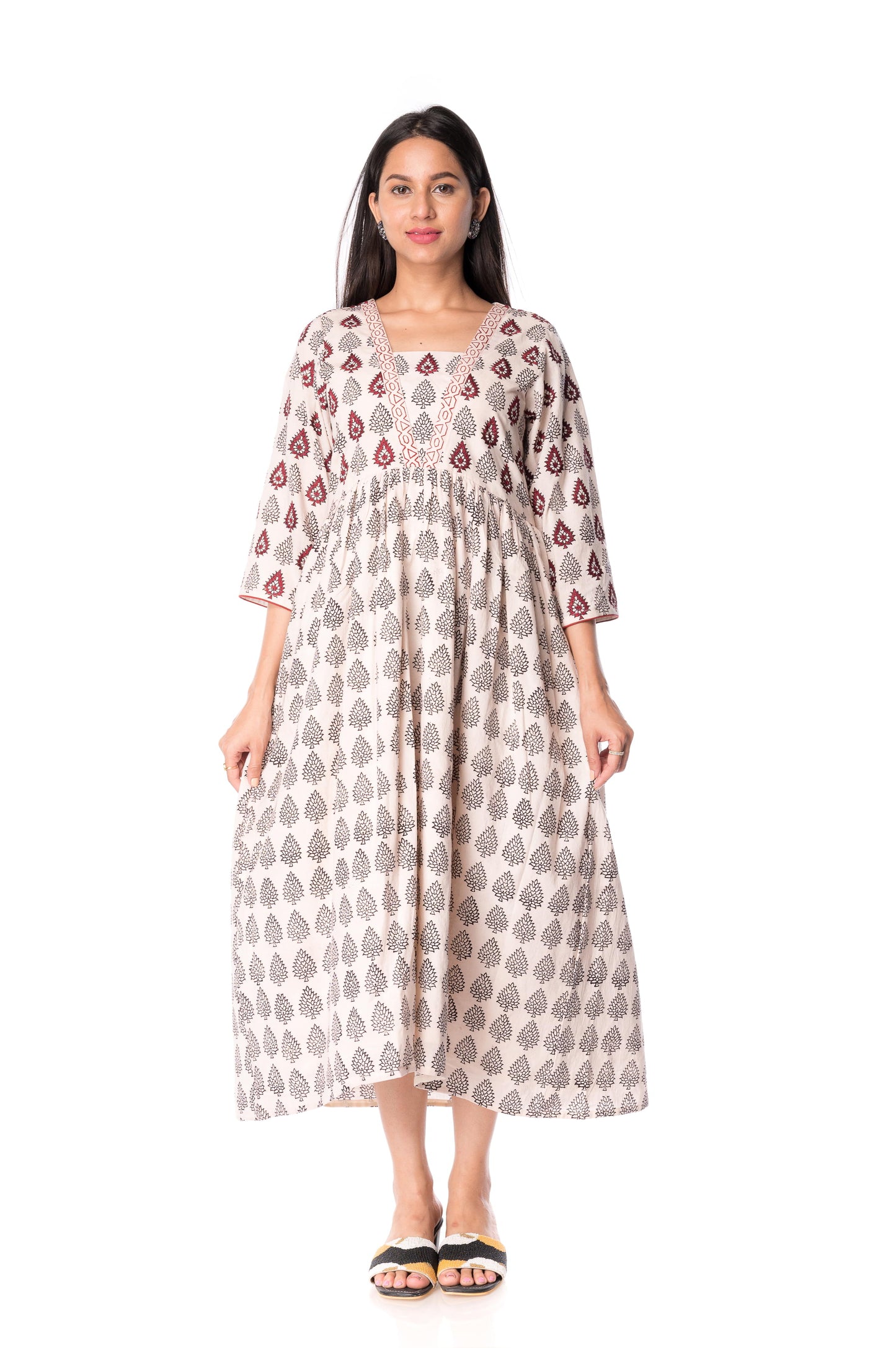 Cotton Handmade Block Kurti With Bagh Print For Ladies - Panchakanya Clothing