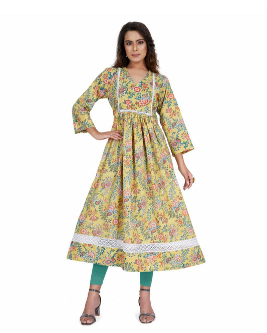 Versatile A Line Cotton Kurta for Women - Designed for Casual and Special Occasions