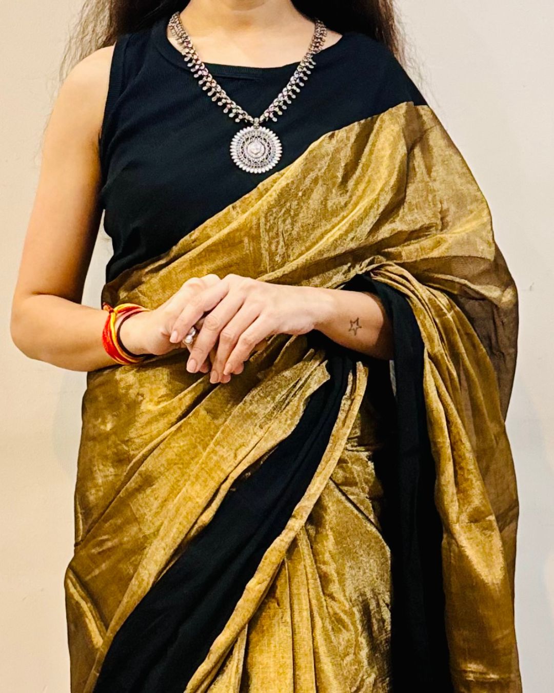 Stunning Gold Tissue Silk Saree for Women – Perfect for Weddings & Parties