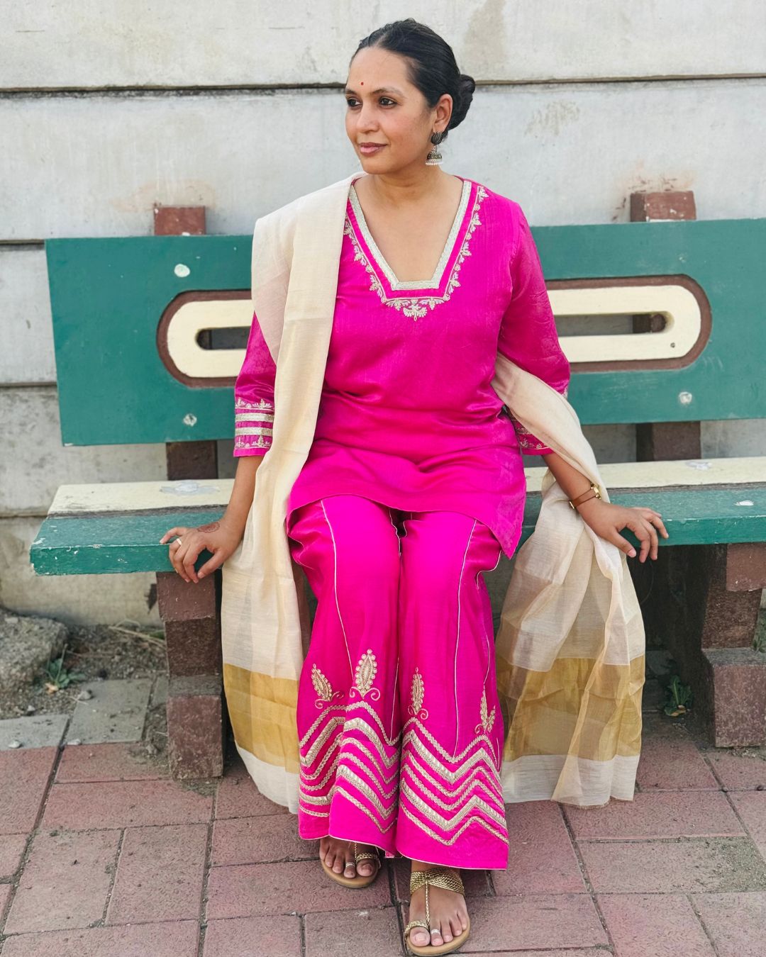 Designer Maheshwari Palazzo Kurta Set for Girls – Perfect for Weddings & Special Occasions