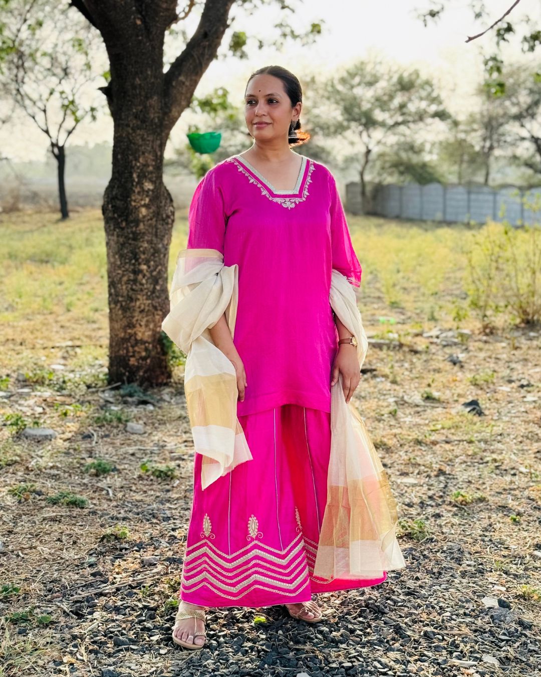 Designer Maheshwari Palazzo Kurta Set for Girls – Perfect for Weddings & Special Occasions