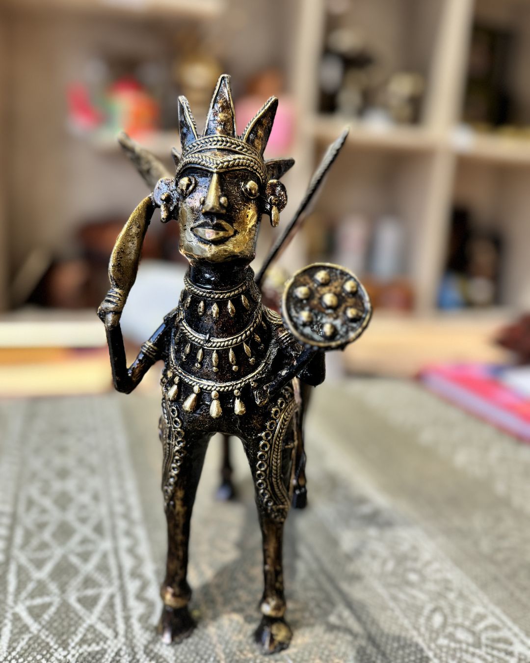 Tribal Dhokra Brass Kamadhenu Art - Traditional Indian Decor