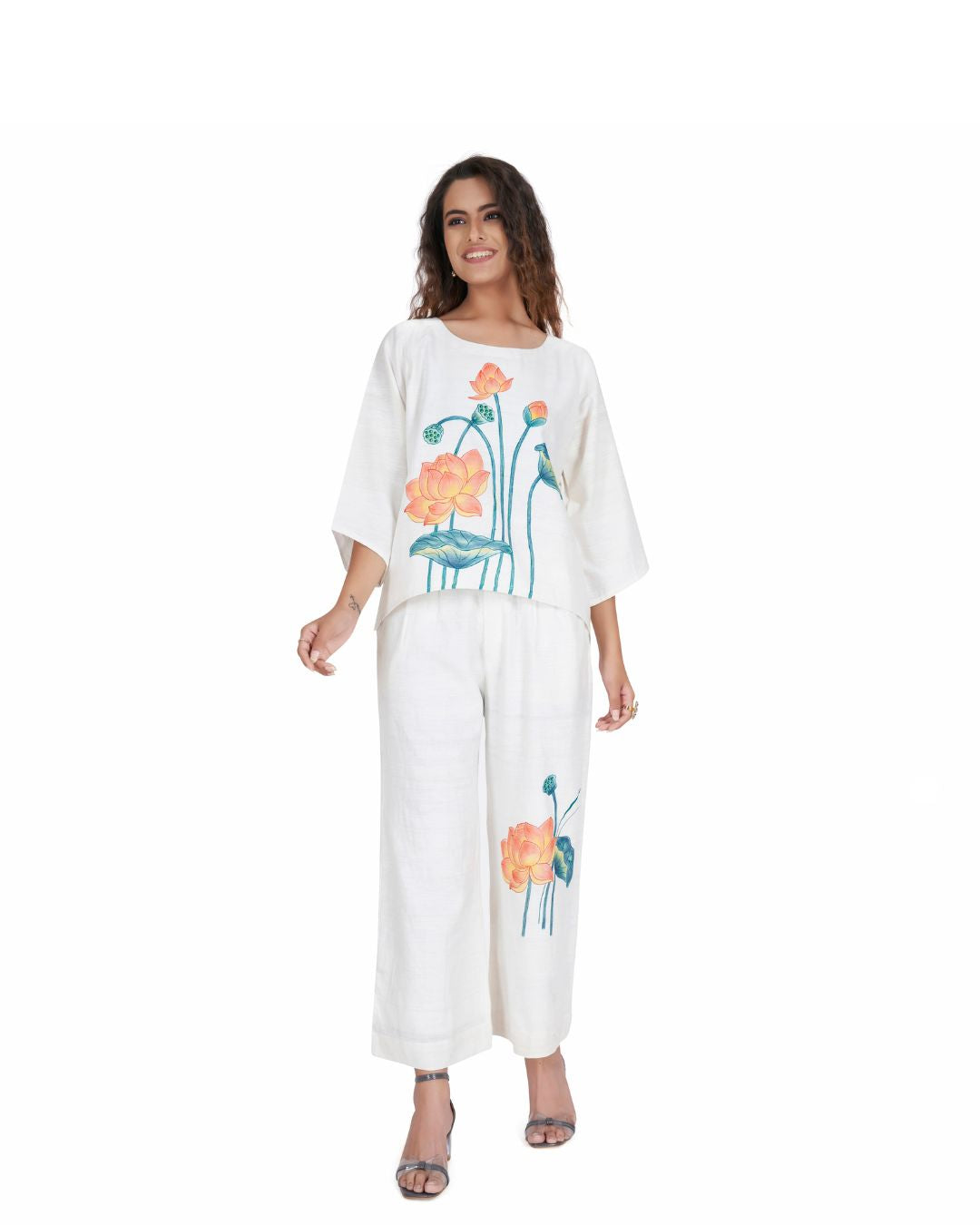 Hand-Painted Organic Cotton Silk Co-Ord Set for Women - Perfect for Every Occasion