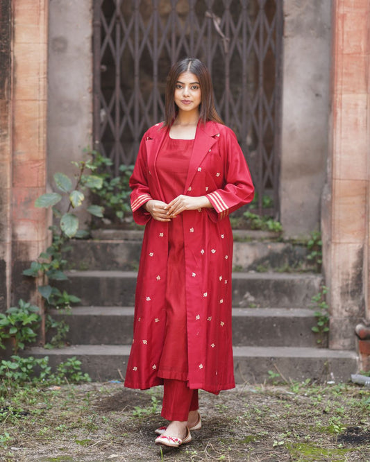 Versatile Maheshwari Kurta Set with Jacket - Redefining Ethnic Wear for Women