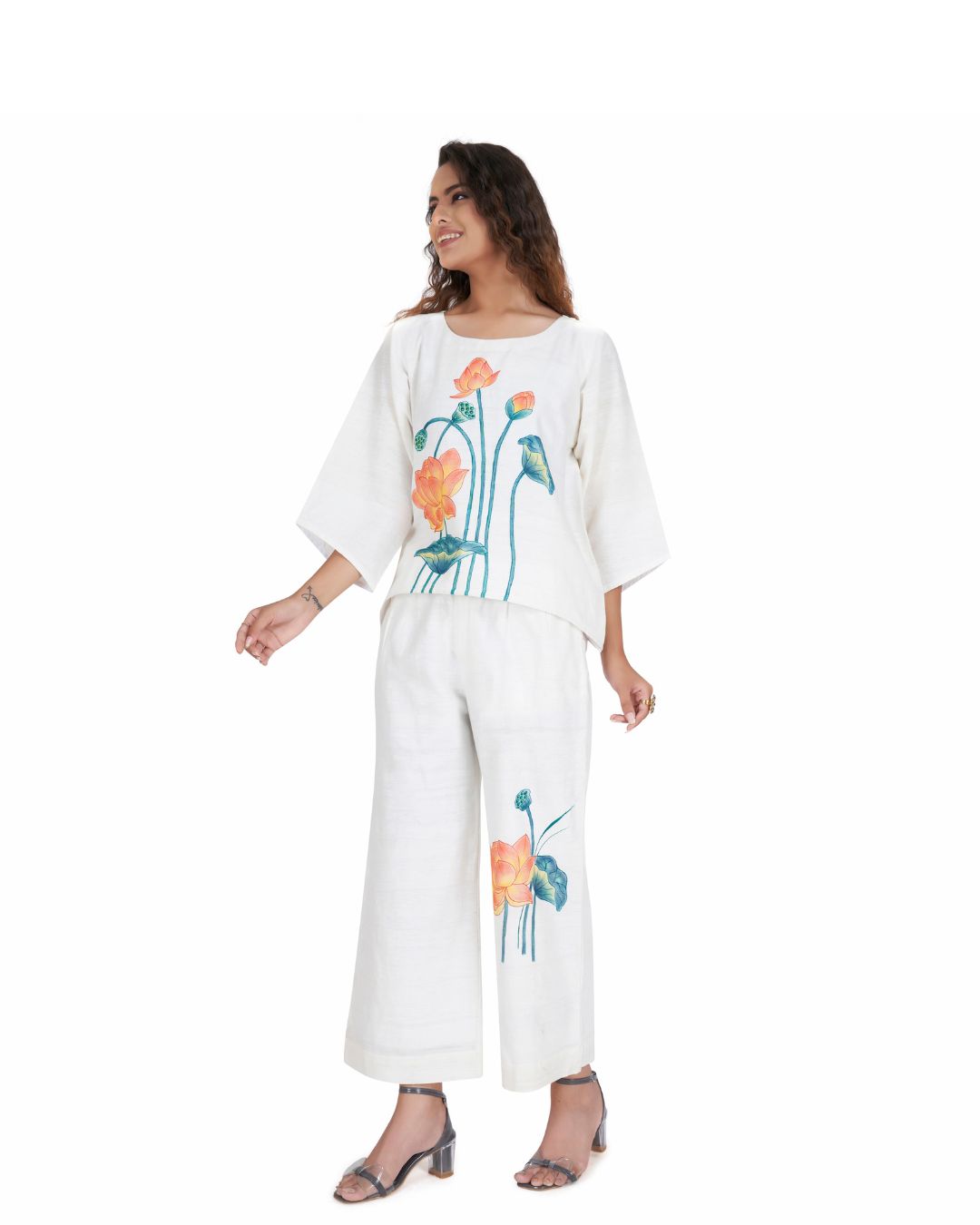 Hand-Painted Organic Cotton Silk Co-Ord Set for Women - Perfect for Every Occasion