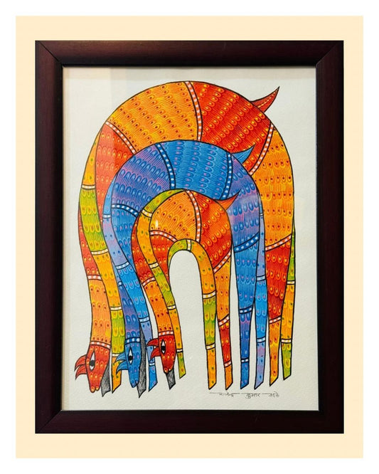 Indian Handmade Gond Art Wall Decor - Traditional Home Accent by Panchakanya