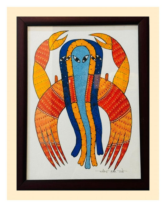 Authentic Gond Painting - Panchakanya Traditional Indian Wall Art For Home Decor